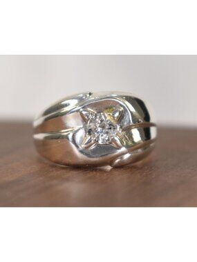 Vintage Park Lane Chunky Sterling Silver Ring With CZ Center Stone